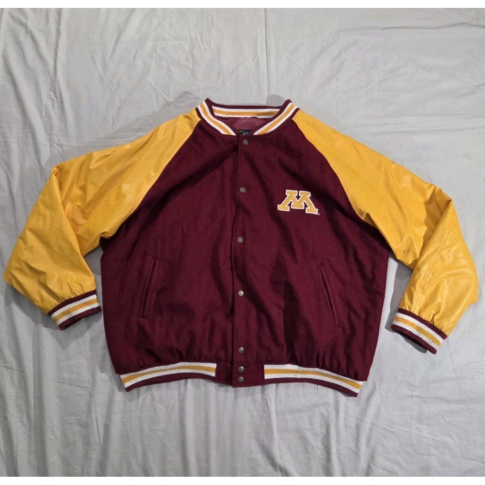 NCAA MINNESOTA GOLDEN GOPHERS MENS VARSITY JACKET SIZE XXXL VINTAGE Faux Leather